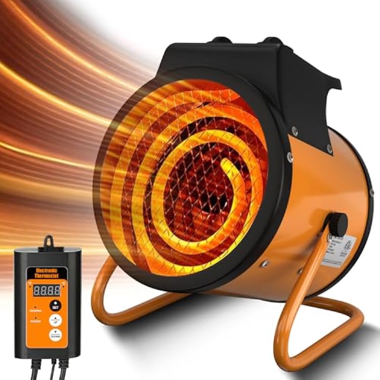 Gardtech Greenhouse Heater with Digital Thermostat, 1500W Portable Outdoor Heater with Overheat Protection, Grow Tent Heaters [Stronger air volume] Fast Heating for Patio, Garage, Flower HouseOrange