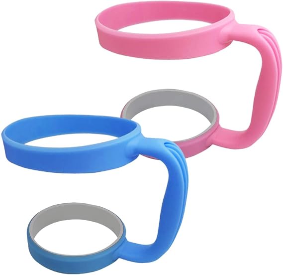 2 Pack Tumbler Handle for 30oz Cups - Compatible with Yeti, RTIC, Ozark Trail, SIC & More - Anti-Slip Grip, Pink & Dark Blue Set (Colors are at random)