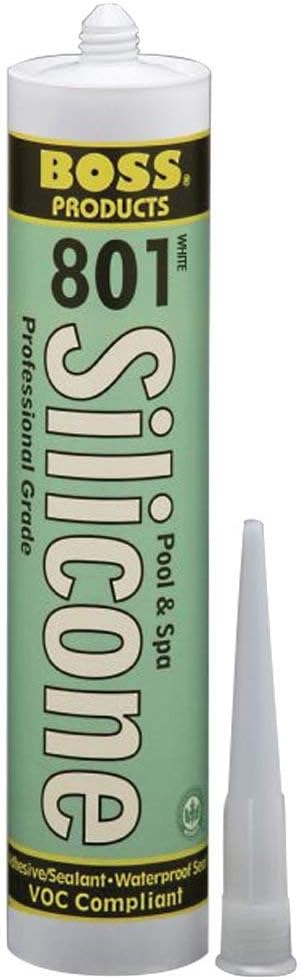 BOSS 02505WH10 801 Neutral Cure Silicone Adhesive, White, 10.3-Ounce