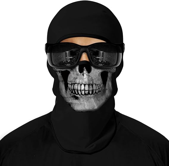 ShopINess Skull Balaclava 3D UPF 40+ Microfiber Ski Mask for Motorcycle Cycling Snowboard and Outdoor Sports
