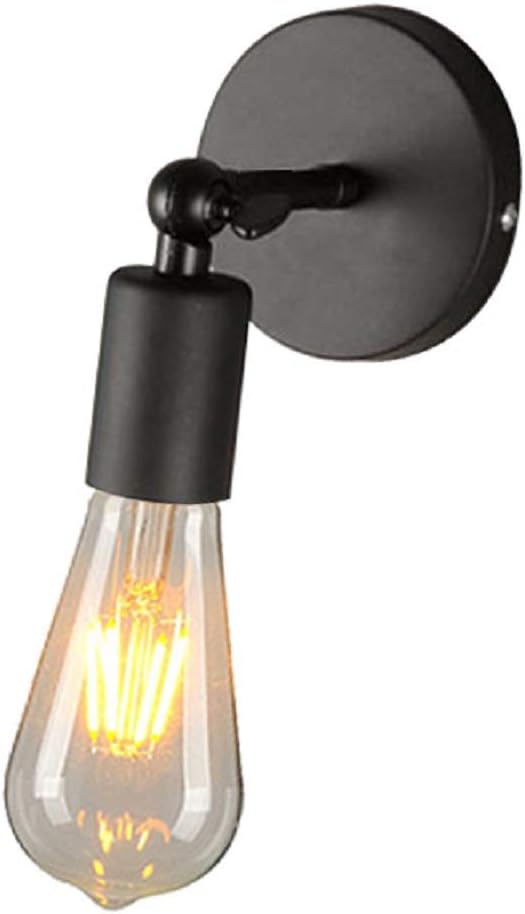 Industrial Edison Retro Wall Mount Lamp Antique Wall Sconces Lighting for Bedside, Farmhouse, Hallway, Kitchen, Bedroom (Black)