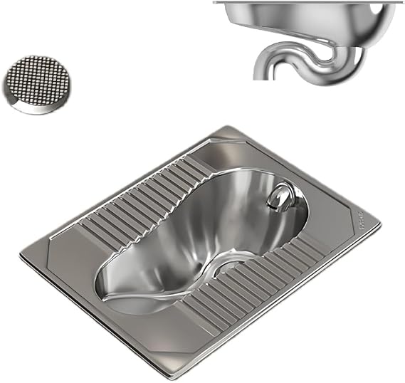Hotel Squat Toilet, Gym Dedicated Stainless Steel Squat Toilet, Water-Saving Floor-Standing Design,Foot Pedal