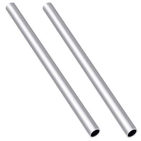Aluminum Round Tube, 3/8" (9.5mm) OD x 1mm Wall Thickness Hollow Pipe, 12" Length Seamless Metal Straight Tubing, 2 PCS