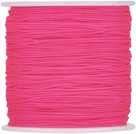 Cheriswelry 100yards/roll 0.8mm Braided Nylon Cord Threads Deep Pink Chinese Knotting Cord Jewelry Beading Cords String for DIY Craft Kumihimo Macrame Bracelets Making Supplies
