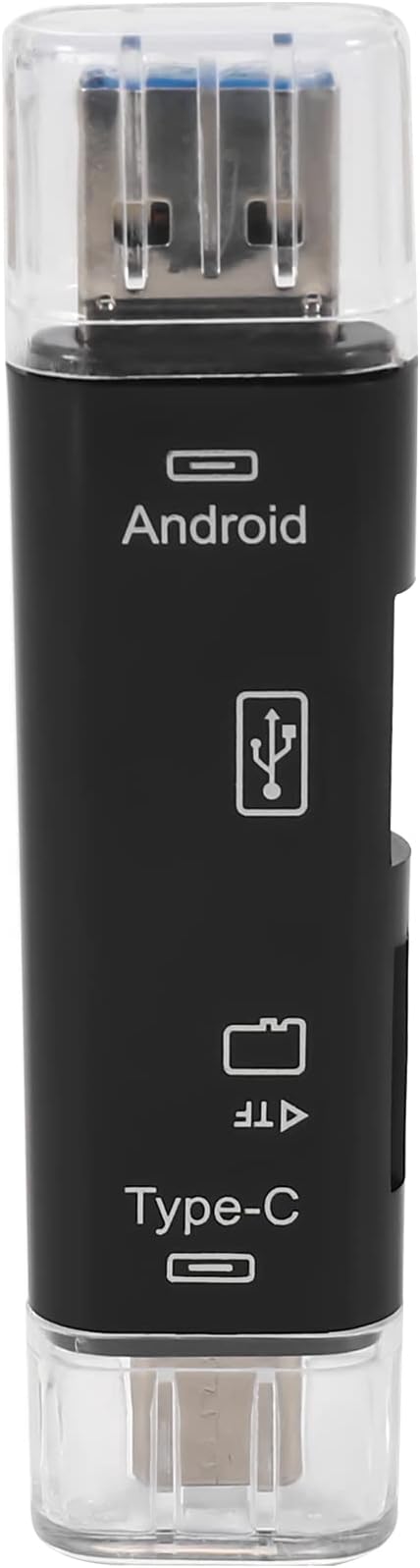5-in-1 Multifunctional OTG Card Reader Micro-SD/SD Card/USB Reader Support TF Android Type-c Phone/Computer/Type-c Universal, black