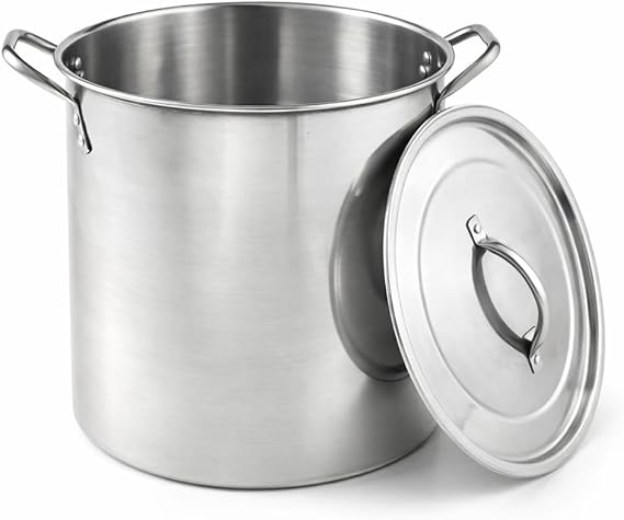 6 Litre Stock Pot with Stainless Steel Lid | Large Cooking Pot for Soup, Stew, Pasta and Brew Boiling | Heavy-Duty Stainless Steel Cookware for Home Kitchen