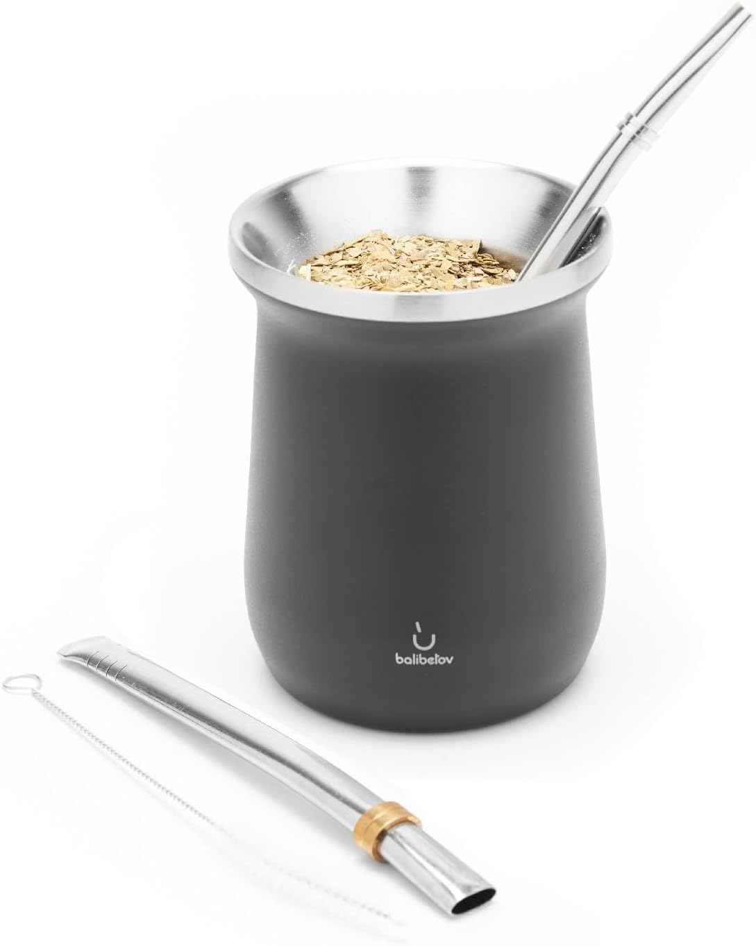 Calabash Stainless Steel Yerba Mate Gourd Set Black