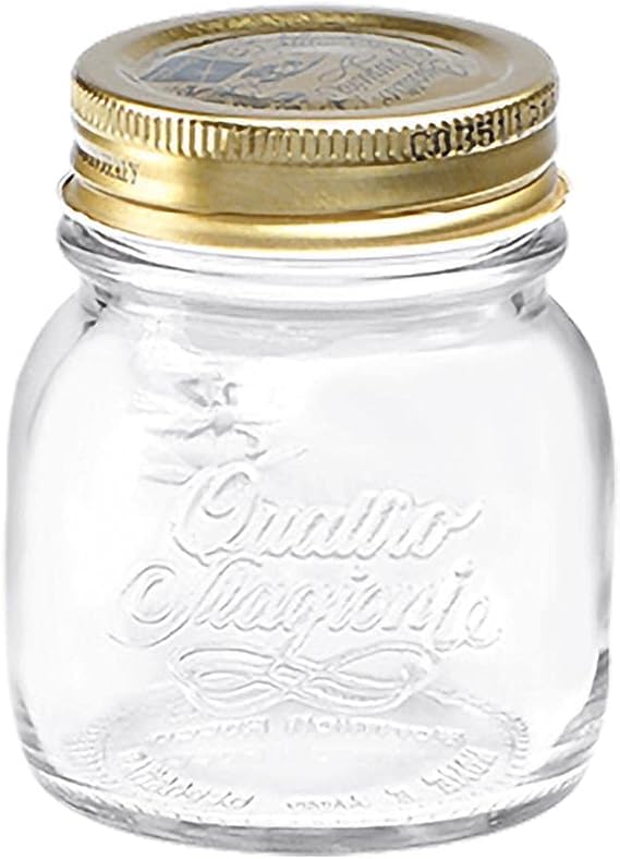 Bormioli Rocco Quattro Stagioni Mason Jar, 5 Oz - Small Glass Storage Jar with One-Piece Twist Lid for Canning, Preserves, Sauces & Homemade Gifts - Airtight BPA-Free Design, Made in Italy