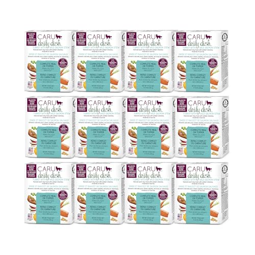 Caru - Daily Dish Turkey & Wild Salmon Stew - For Dogs - Supports Overall Pet Health - Wet Dog FoodMeal Topper -Human Grade Ingredients -Grain, Corn & Soy Free -Non-GMO -Made in USA -12oz -Case of 12
