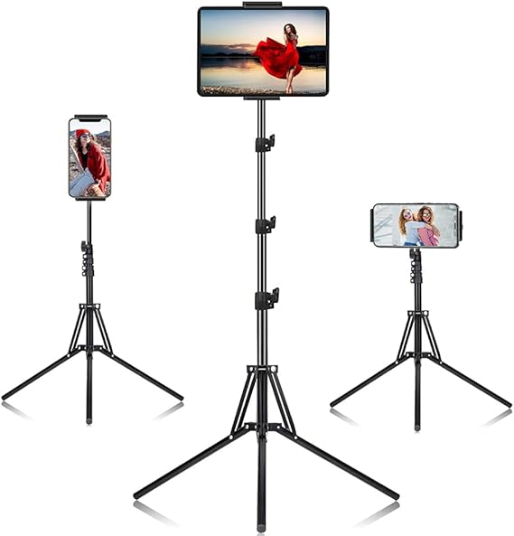 SAMHOUSING Ipad Tripod Stand, with 65 inch Height Adjustable iPad Stand Holder & iPad Floor Stand with 360 Rotating iPad Tripod Mount for iPad Pro, iPhone, Kindle, and All 4.5-12.9 Inch Tablets