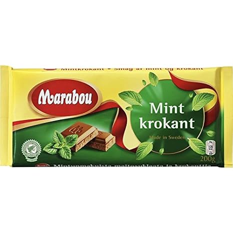 Marabou Mintkrokant - Milk Chocolate with Mint Crisp - 200g