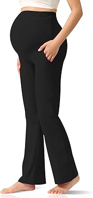 Womens Maternity Leggings Over The Belly Pregnancy with Pockets Yoga Pants Active Wear Tights Pants Workout