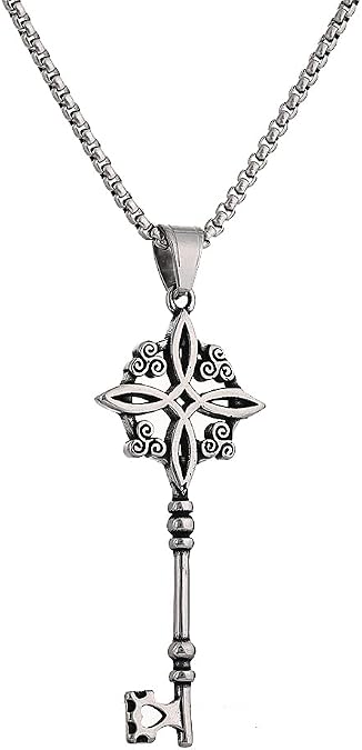 NIGHTCRUZ Witch Knot Key Necklace, Witchy Magic Knot Pendant, Celtic Jewelry for Women