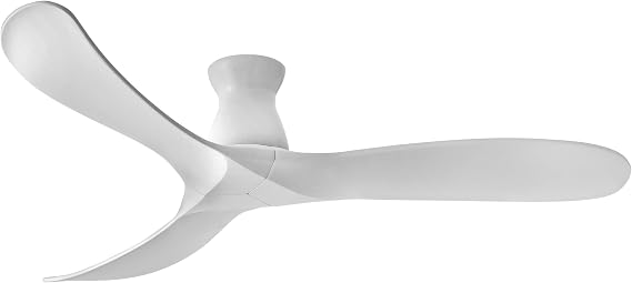Hinkley Swell Flush 60" Smart Ceiling Fan, Matte White w/Natural Wood | Wood Blades, Flush Mounted, Indoor/Outdoor Damp Rated, 6-Speed DC Motor, HIRO Remote, Modern, WiFi, Bold, Dramatic