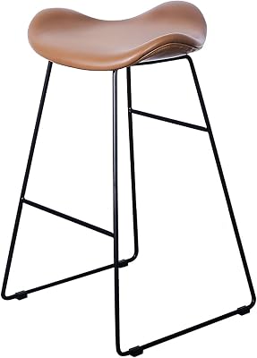 Minimalist Bar Stool, Counter Stools Dining Chairs, Leather 26 Bar Height Stool for Kitchen Counter, Counter Stool with Back and Metal Base, Bearing Weight 200kg