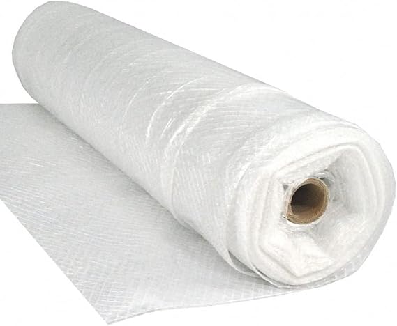 String Reinforced Clear Plastic Sheeting - 6 mil Clear Plastic Roll for Spray Barrier, Roll of Plastic Sheeting Heavy Duty, Thick Plastic Sheeting, Polyethylene Film (10' x 100')