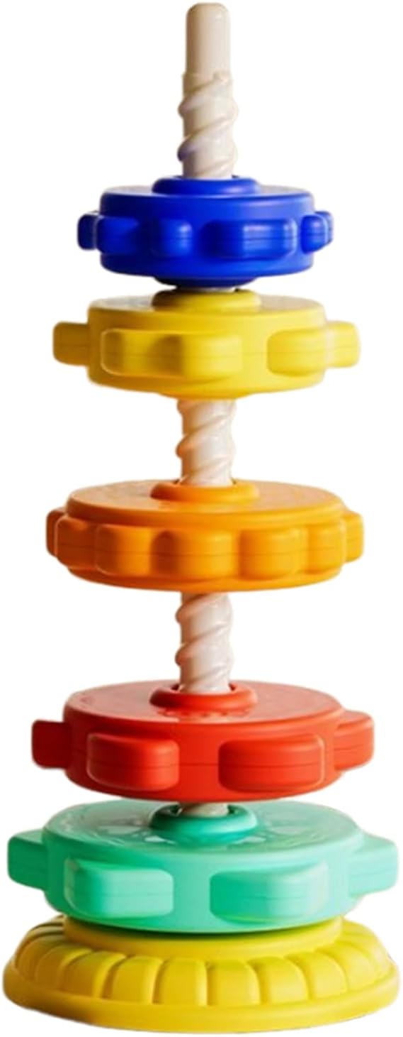 Rainbow Spin Stack Tower, Educational Spinnings Ring Toy for Toddler, Sensory Stacking Activity Toy for Boys, Girls, 1-3 Years, Colorful Motor Skill Builder, 1 Set