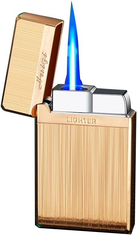 Torch Lighter, Jet Flame Cigar Lighter with Adjustable Flame Dial, Metal Drawing Lighter (Rose Gold)