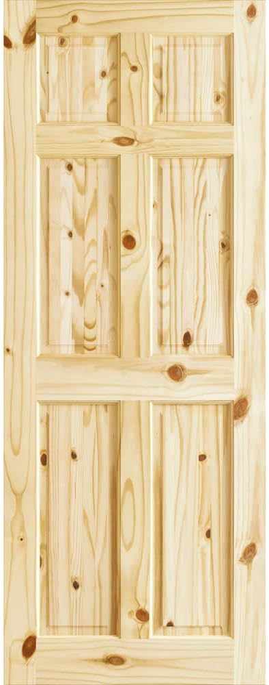 Colonial Six Panel Knotty Pine Passage Door, 30 x 80 x 1.375