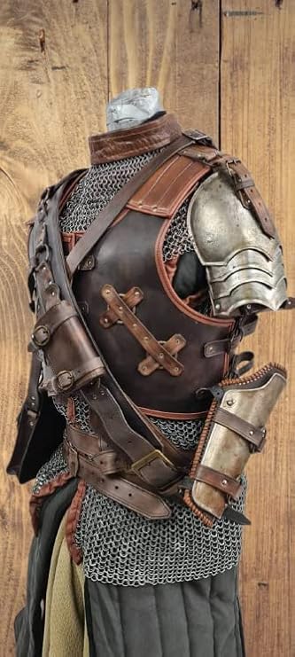 Medieval leather full armor Larp armor. Leather armor cosplay costume. Medieval, fantasy armor, Brown