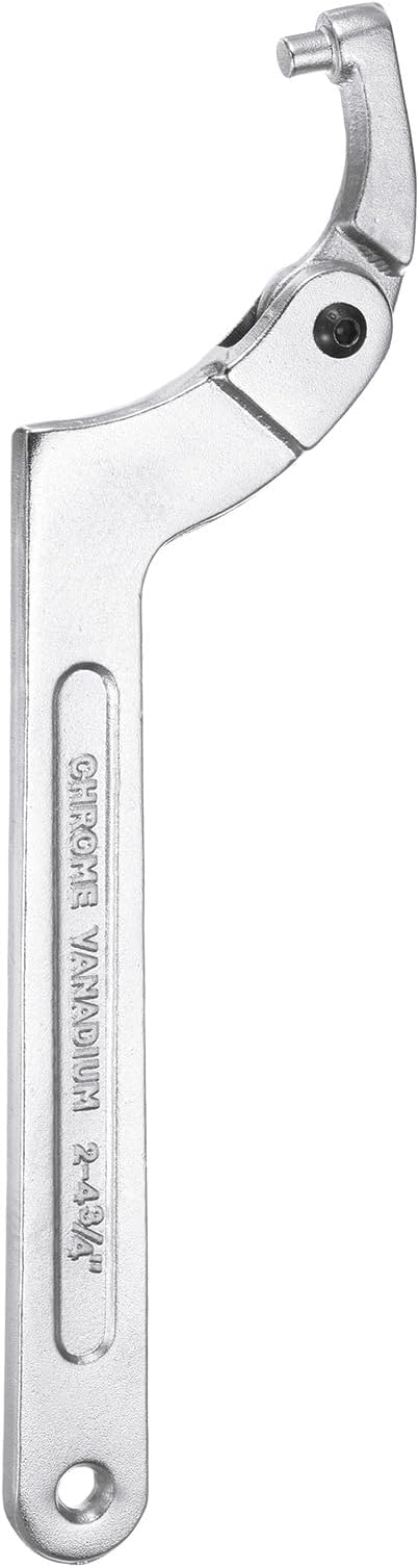 sourcing map 2-4 3/4"(51-121mm) C Spanner Wrench Adjustable Round Pin Spanner Wrenches Tool Chrome Vanadium for Lock Nut Machine Tools Mechanical Tool, Silver Tone