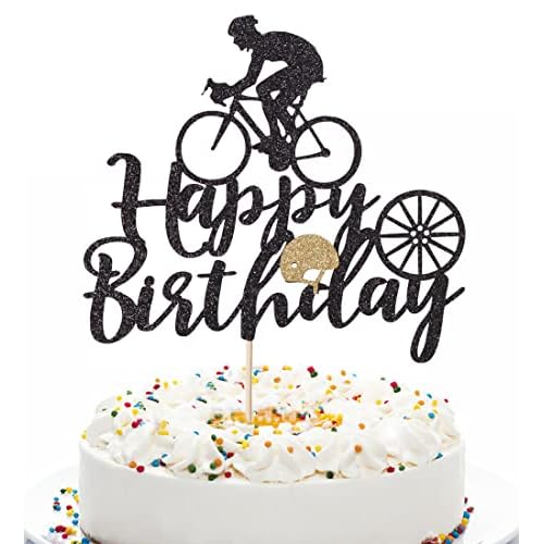 black glitter bicycle cake top hat happy birthday bicycle cake decoration sports theme birthday party supplies decoration