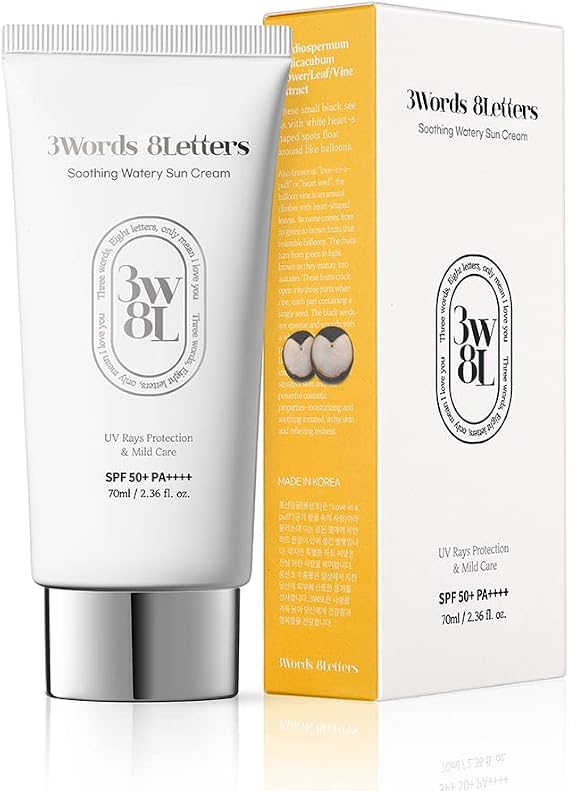 3W8L Soothing Water Sunscreen SPF 50+ PA+++ 2.4 fl oz 70 ml Soothing Watery Sun Cream Makeup Foundation Leaf Safe Korean Cosmetics