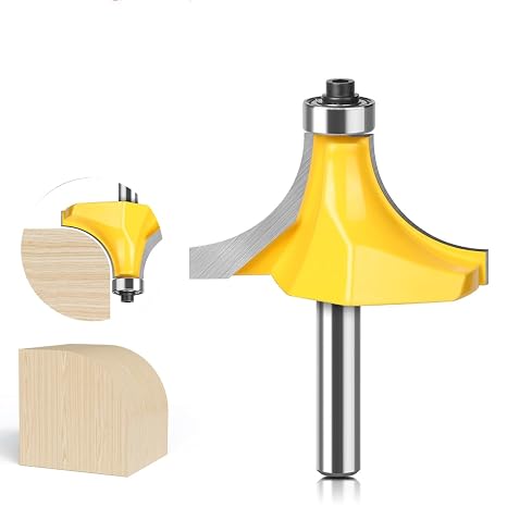8mm Round Over Router Bit, 44mm Diameter, Bearing Guided for Wood Edge Profiling