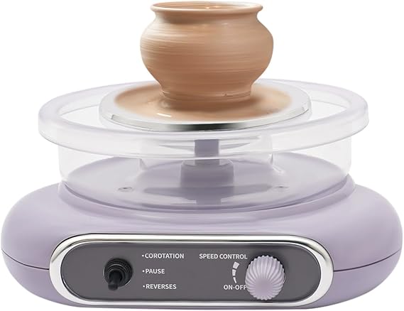 Mini Pottery Wheel Kit, Electric Ceramic Machine with Foot Pedal, Adjustable Speed (0-200 RPM), Includes 8 Sculpting Tools, 2 Brushes, 3 Clay Packs, and 12 Paints for Pottery Making and DIY Crafts