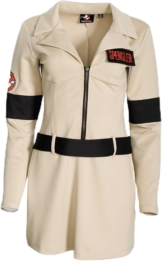 Mad Engine Ghostbusters Dress with 4 Interchangeable Name Patches Adult Women's Halloween Costume Cosplay