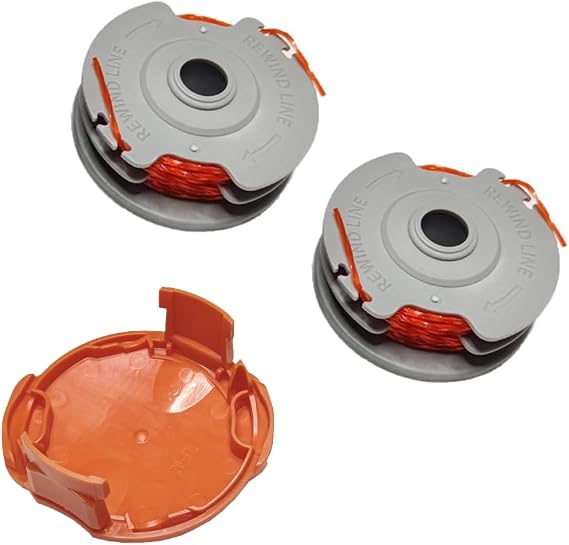 2 Pack Strimmer Spool Line Compatible with Flymo,Double Autofeed Spool Strimmer Spool+1 FLY060 Spool Cover,Replace of FLY021,Compatible with Flymo Power/Mini/Trim Grass Trimmer