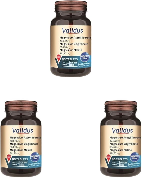Validus Magnesium Complex Bisglycinate Taurat Malat Vitamin B6 vitamin D3 1000 Iu 30 tablets (3 paketi)