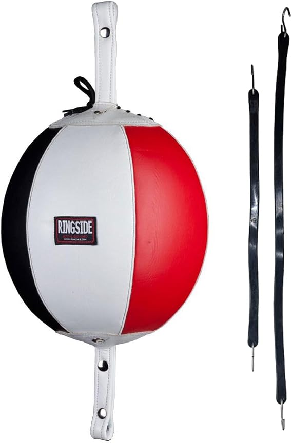 Ringside Leather Boxing Double End Bag - Speed & Reflex Punching Target with Bungee Cables for MMA, Muay Thai, and Striking Accuracy