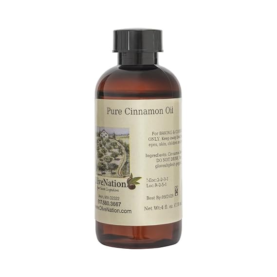 OliveNation Pure Cinnamon Oil - 4 oz | Concentrated Cinnamon Bark Oil for Intense Spicy Taste/Aroma in Candy/Chocolates, Baking, Sauces, Fillings/Frosting, Drinks