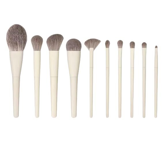 10Pcs Makeup Brush Set Professional Face Foundation Concealer Powder Blush Eyeshadow Brush Set For Foundation Blush Concealer Eyeshadow Travel Kit White suit