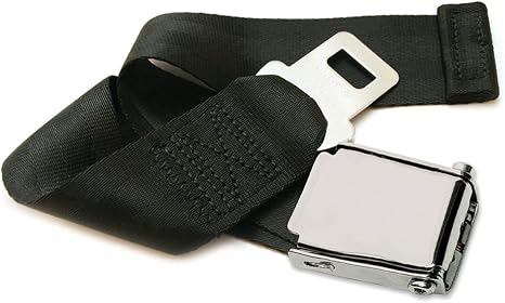 Adjustable E4 Safety Certified Aeroplane Seat Belt Extension with Velour Fall For Easy Travel – Universal to fit all but Southwest Airlines Airplane Black