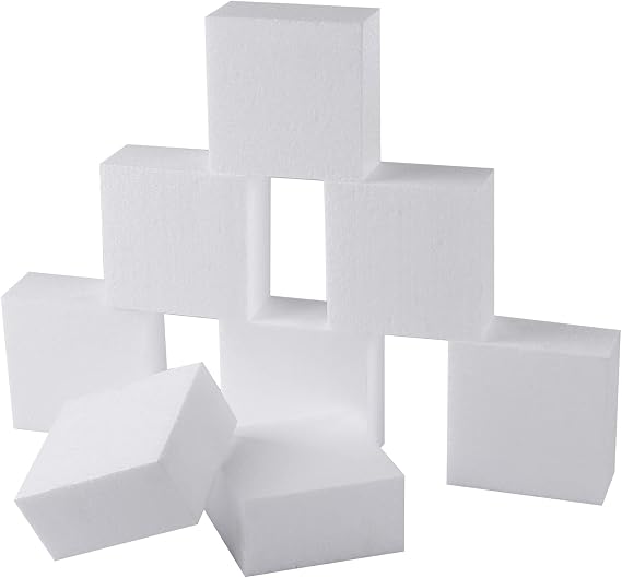 4x4x2in Foam Blocks for Crafts White Styrofoam Blocks 8pcs
