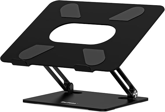 BoYata Laptop Stand, Adjustable Multi-Angle Riser, Up to 17 Inches, Black | Sturdy Alloy Steel, Heat-Vent Design and Silicone Pads Support Laptops up to 17 Inches, Including MacBook and Surface
