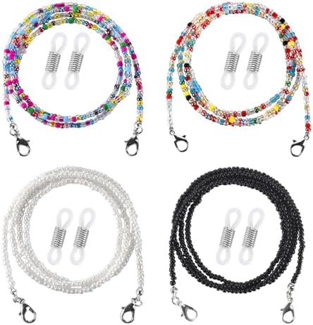Glasses Strap Holder Chain for Women, Eye Glasses Holders Strap Around Neck, Crystal Beaded Sunglasses Chains Mask Chain