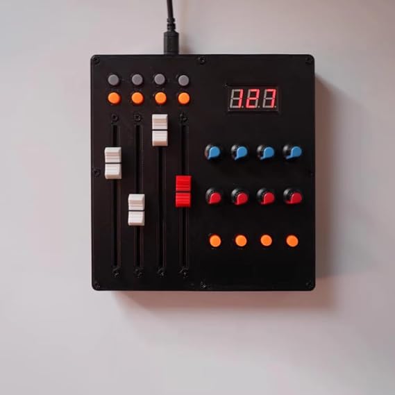USB MIDI Controller 4 Faders 12 Pads 8 Knobs with CC Value Display USB-B Port