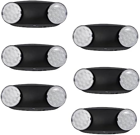TANLUX LED Emergency Lights with Battery Backup, Hardwired Emergency Exit Light Fixtures for Business - 6 PackBlack