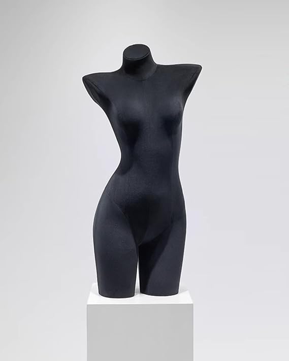 Half Body Female Dress Form Torso for Lingerie, Clothes Display Mannequin Stand, Curvy Manikin for Retail Store/Photography/Shop Window (Black Without Stand)