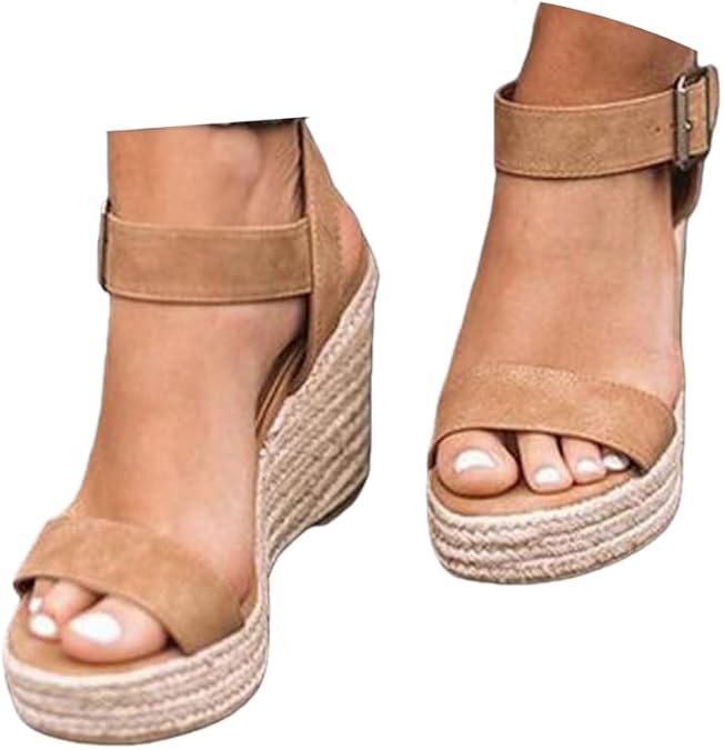 Women's Bohemian Platform Sandals, Wedge Heels, Espadrilles, Summer High Heels Open Toe Sandals Slip on Shoes Women