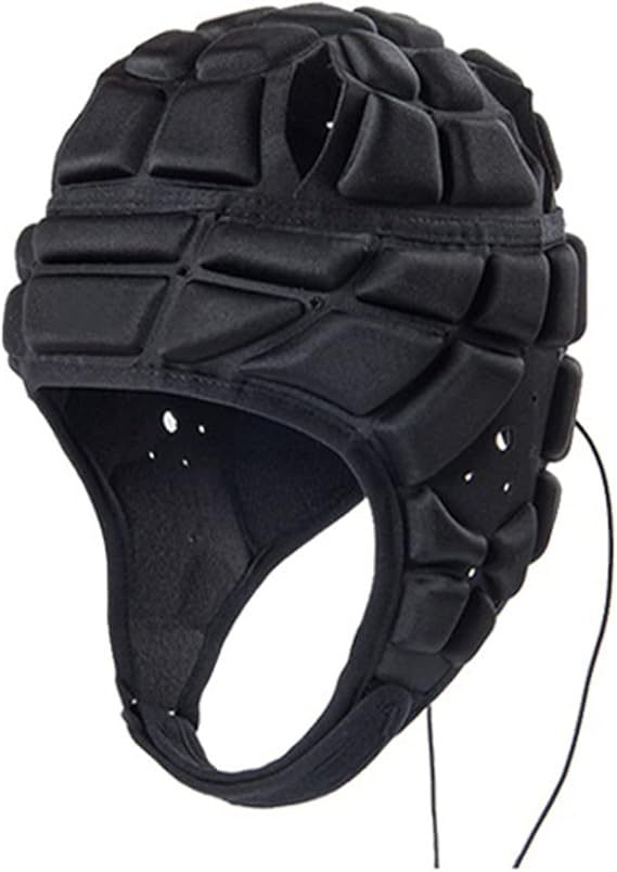 Kids Rugby Helmet Soft Padded Football Headgear with Adjustable Chin Strap Soccer Youth Head Protector Cap Flag Football Hockey Headguard Cap Protective Headgear