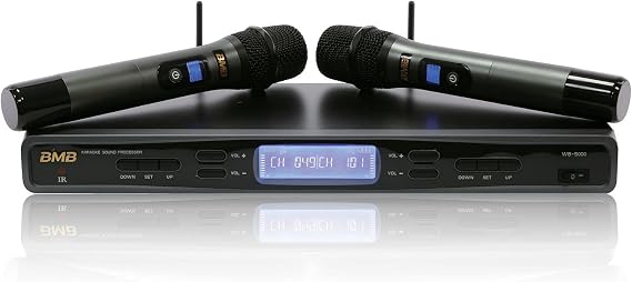 BMB WB-5000S(B) 900MHz Dual Wireless Vocal Microphone System with White Handhelds for Karaoke. PA, Meetings, Parties, Churches, DJ, Weddings, KTV, Outdoor Events, Conference Halls, and More.