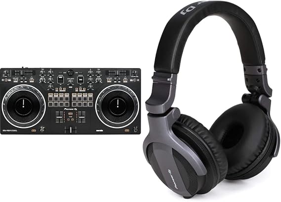 Pioneer DJ DDJ-REV1 2-deck Serato DJ Controller & CUE1 On-ear DJ Headphone - Black