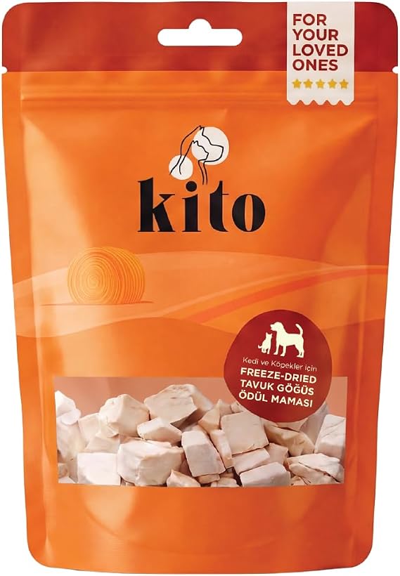 Kito Freeze Dried Tavuk Göğüs Kedi ve Köpek Ödül Maması%100 Doğal, Glutensiz 30 gr(Cat&Dog Treat)