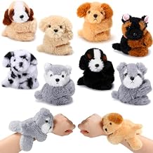 Liliful 8 Pack Kids Plush Gifts Stuffed Animal Cat Slap Bracelets - 8 Inch Graduation Class Prizes Toys Wrist Band Cute Snap Bracelet Birthday for Boys Girls Child Pet Adoption Party Favors(Puppies)
