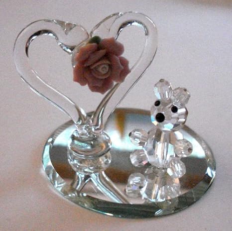Crystal Bear Under Heart Handcrafted Using Crystal