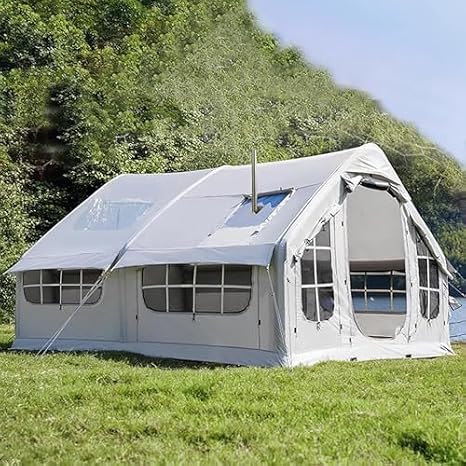 Inflatable Camping Tent with Pump & Stove Jack - Quick Setup for Outdoor Adventures and Glamping